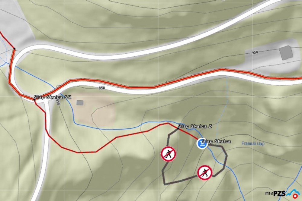 ZAPRTA POT | krožna pot okoli slapu Skalca