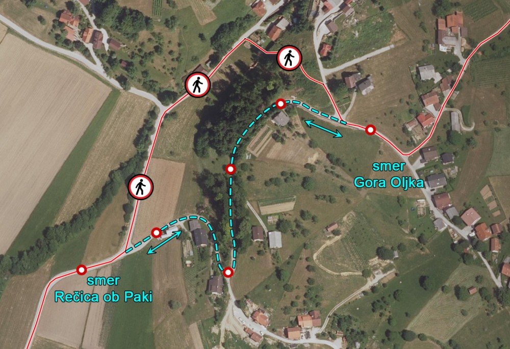 ZAPRTA POT | odsek poti med Rečico in Rogeljškovo kapelo