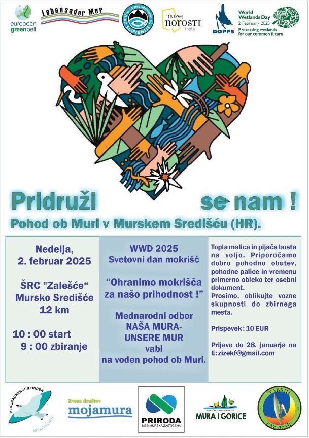 Pohod ob Muri, 2. 2. 2025 - ob svetovnem dnevu mokrišč